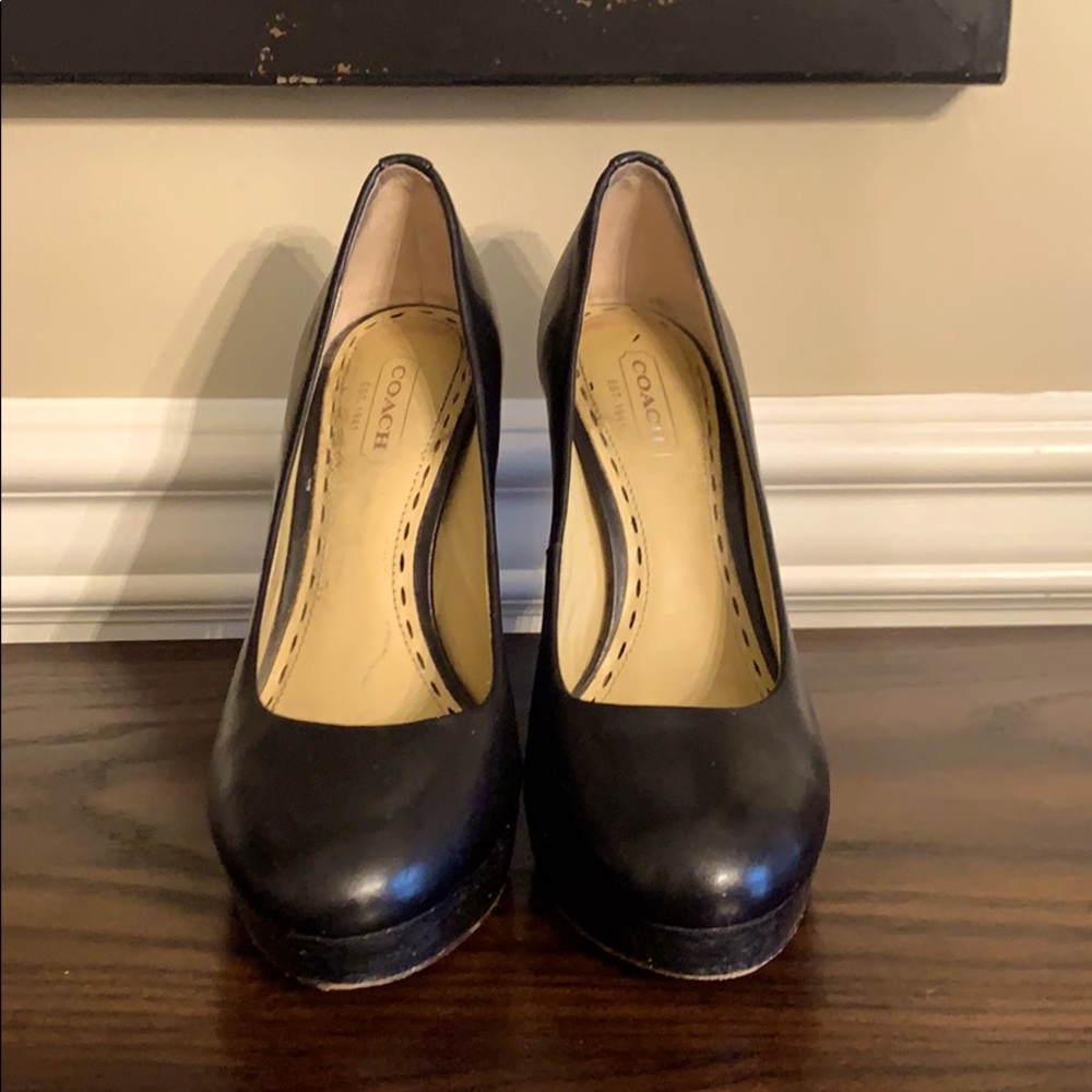Coach black block heels